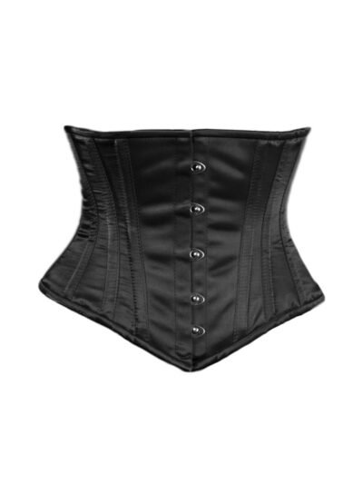 Black Satin Mini Waist Cincher Corset Waspie