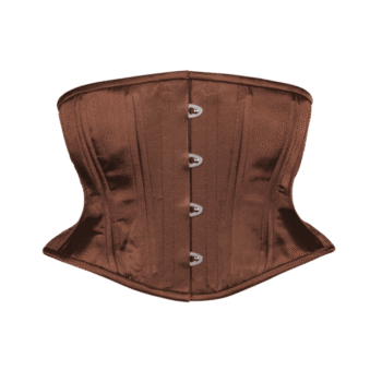 Brown Satin Corset Waspie Hourglass Silhouette