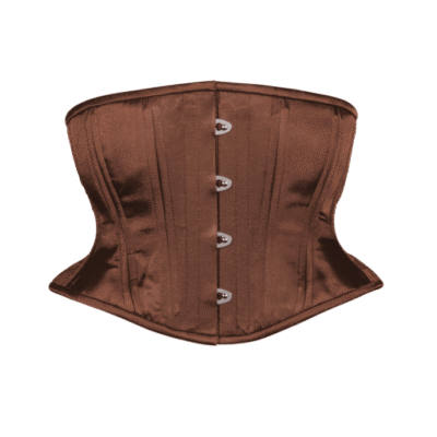 Brown Satin Corset Waspie Hourglass Silhouette
