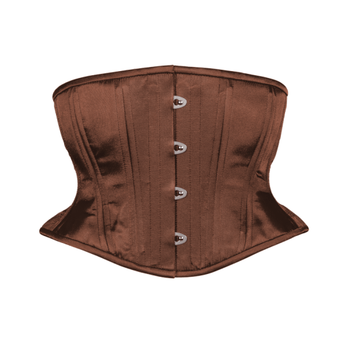Brown Satin Corset Waspie Hourglass Silhouette