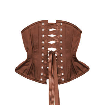 Brown Satin Corset Waspie Hourglass Silhouette