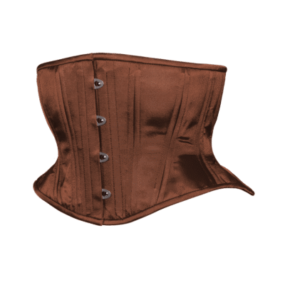 Brown Satin Corset Waspie Hourglass Silhouette