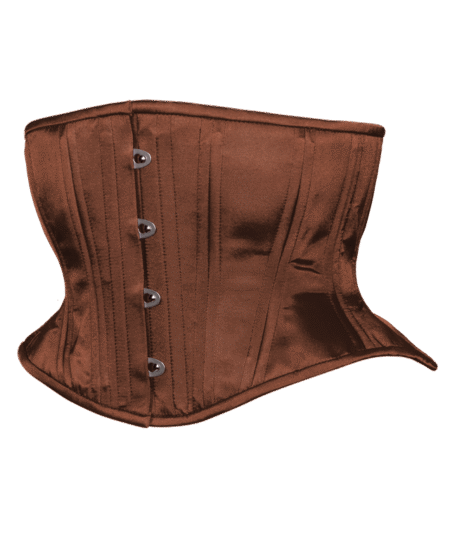 Brown Satin Corset Waspie Hourglass Silhouette