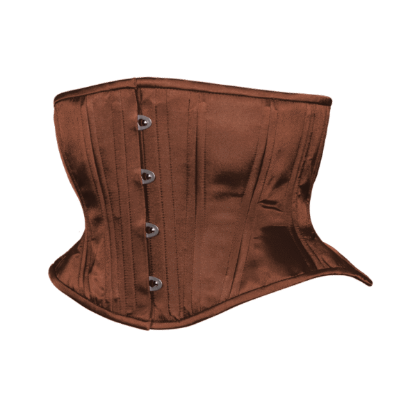 Brown Satin Corset Waspie Hourglass Silhouette