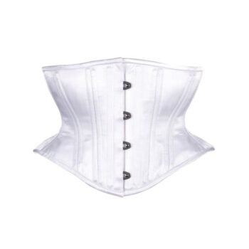 White Satin Corset Hourglass Waspie Short Torso