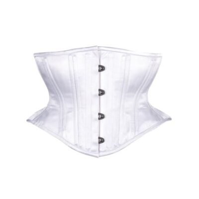 White Satin Corset Hourglass Waspie Short Torso