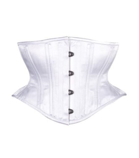 White Satin Corset Hourglass Waspie Short Torso