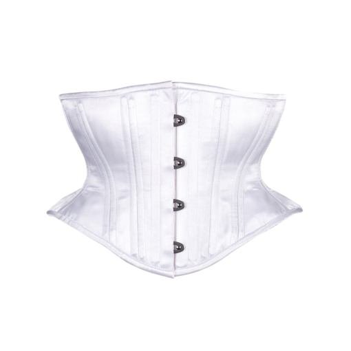 White Satin Corset Hourglass Waspie Short Torso