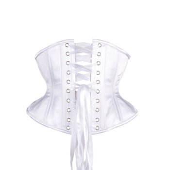 White Satin Corset Hourglass Waspie Short Torso