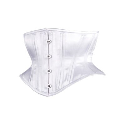 White Satin Corset Hourglass Waspie Short Torso
