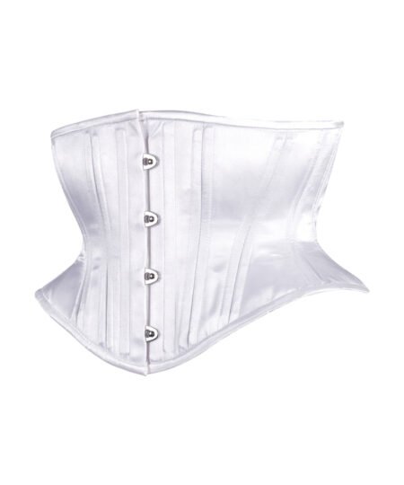 White Satin Corset Hourglass Waspie Short Torso