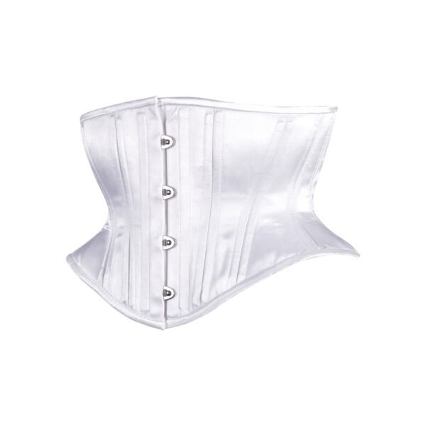 White Satin Corset Hourglass Waspie Short Torso