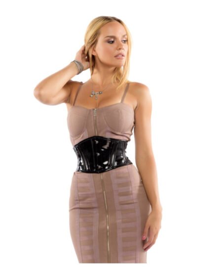 Gothic Black Vinyl Waspie Corset