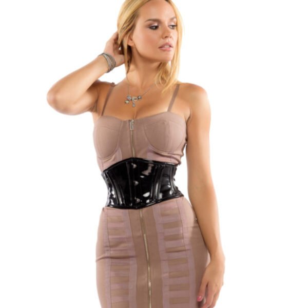 Gothic Black Vinyl Waspie Corset