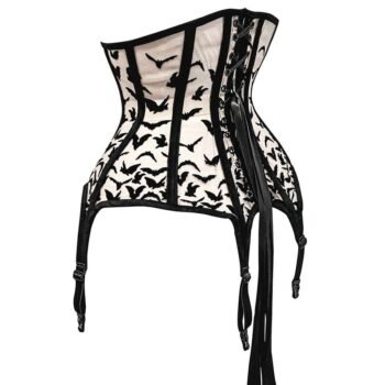Bat Print Waist Trainer Corset With Mesh women corset.com