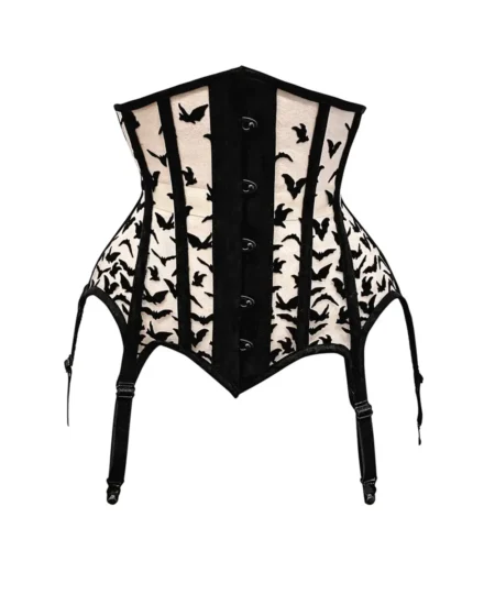 Bat Print Waist Trainer Corset With Mesh women corset.com
