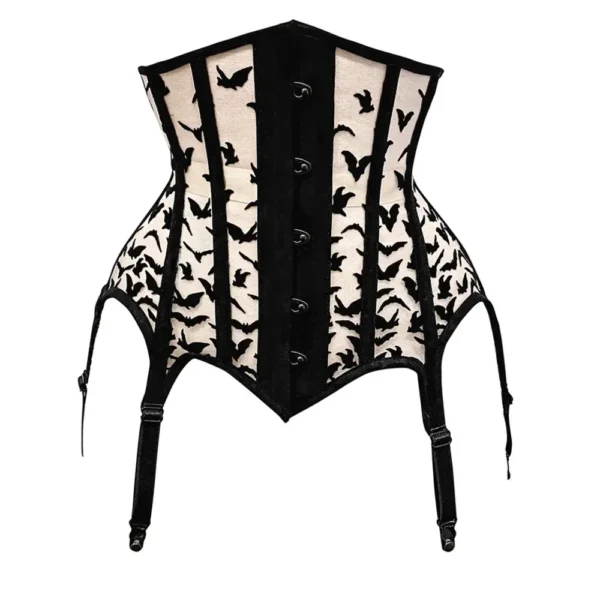 Bat Print Waist Trainer Corset With Mesh women corset.com