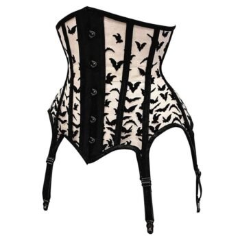 Bat Print Waist Trainer Corset With Mesh women corset.com