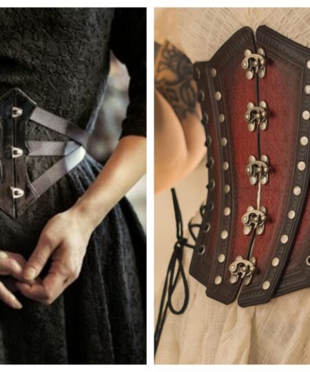 Black Faux Leather Waist Reducing Overbust Corset