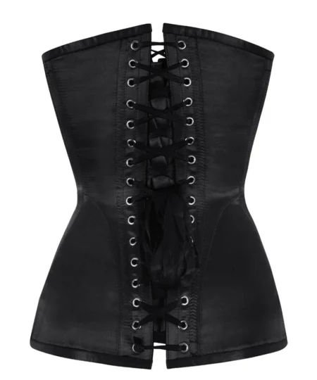 Satin Overbust Black and Red Net Corset