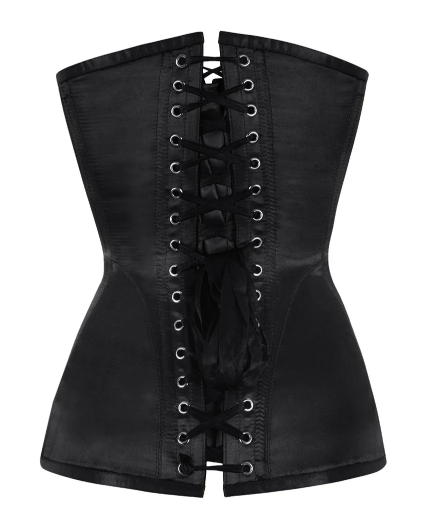 Satin Overbust Black and Red Net Corset