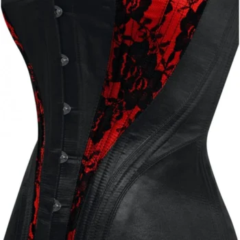 Satin Overbust Black and Red Net Corset