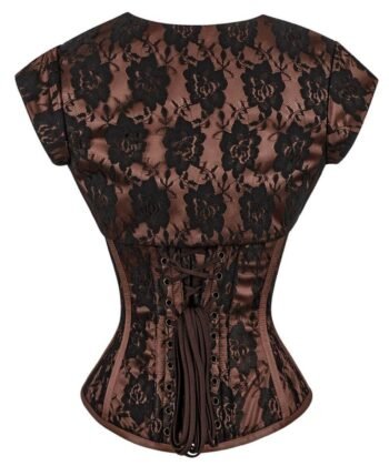 Brown Lace Overbust Corset with Bolero Jacket