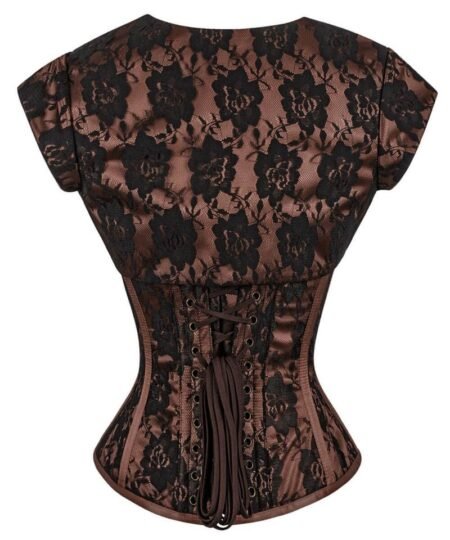 Brown Lace Overbust Corset with Bolero Jacket