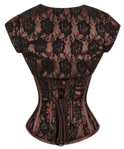Brown Lace Overbust Corset with Bolero Jacket