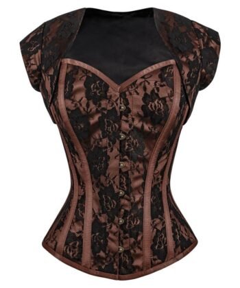 Brown Lace Overbust Corset with Bolero Jacket