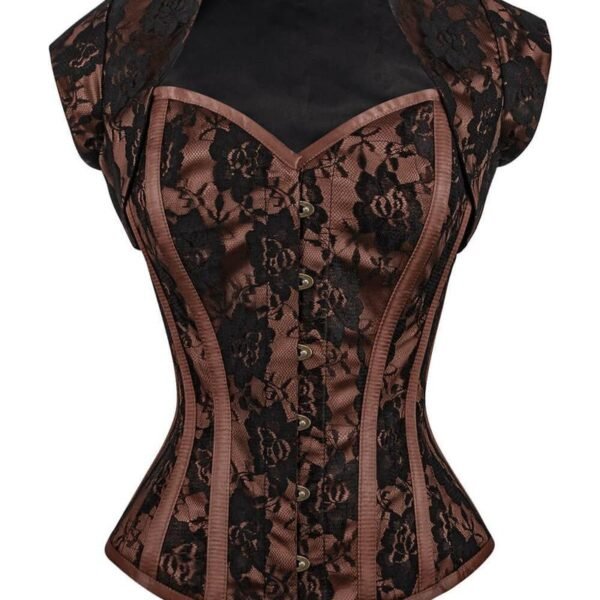 Brown Lace Overbust Corset with Bolero Jacket