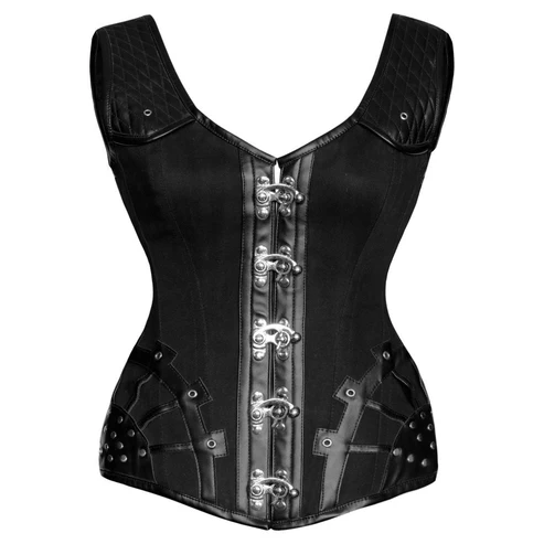 Gothic Punk Steel Boned Overbust Corset with Straps