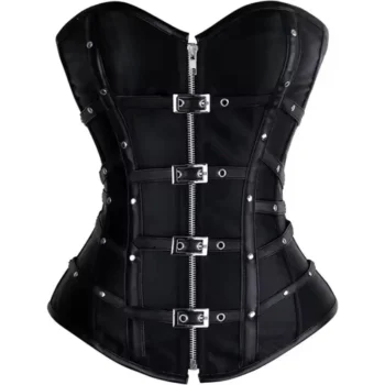 Gothic Reporter Black Leather Overbust Corset