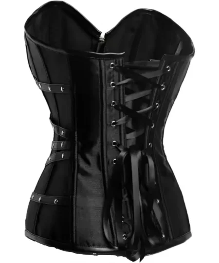 Gothic Reporter Black Leather Overbust Corset