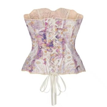 Purple scallop Steel boned overbust mesh corset top https://waisttraine.com/