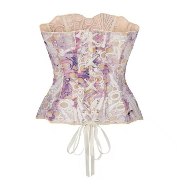 Purple scallop Steel boned overbust mesh corset top https://waisttraine.com/
