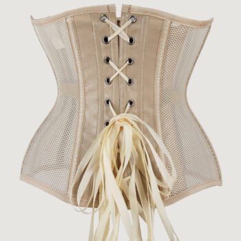 Beige mesh with corset steel boned underbust waist trainer https://waisttraine.com/
