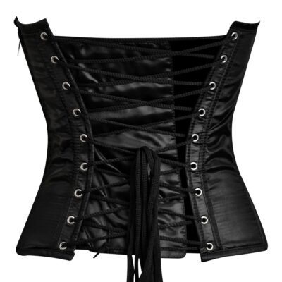 Green and black steel boned overbust corset with mesh https://waisttraine.com/