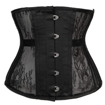 Black steel boned Mesh underbust corset gothic https://waisttraine.com/