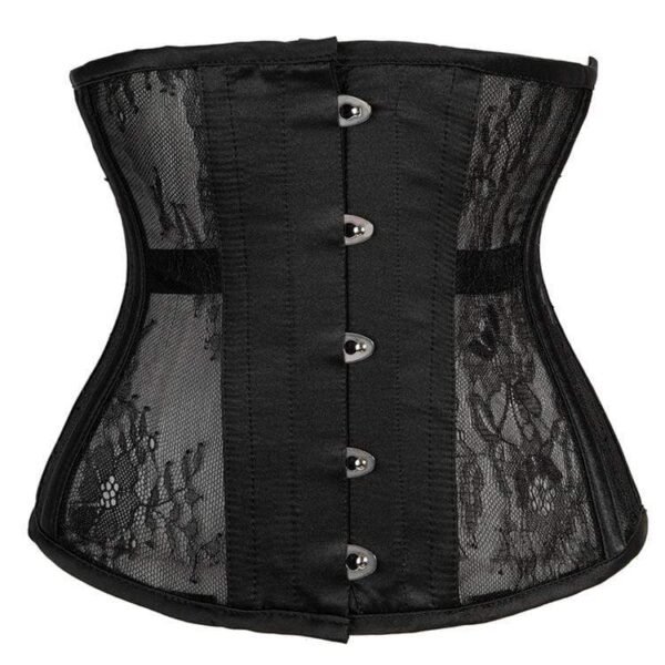 Black steel boned Mesh underbust corset gothic https://waisttraine.com/