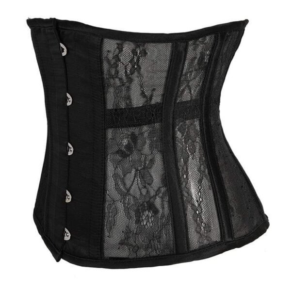 Black steel boned Mesh underbust corset gothic https://waisttraine.com/