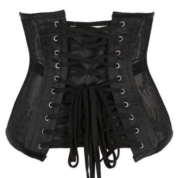 Black steel boned Mesh underbust corset gothic https://waisttraine.com/