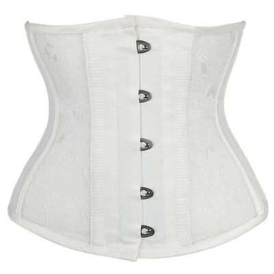 White steel boned Mesh underbust corset gothic https://waisttraine.com/