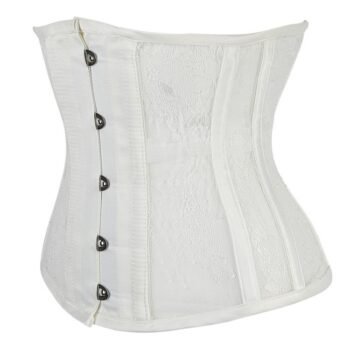 White steel boned Mesh underbust corset gothic https://waisttraine.com/