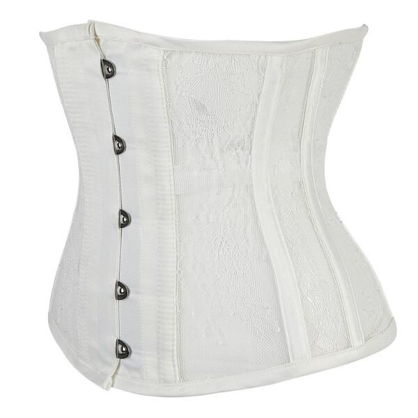White steel boned Mesh underbust corset gothic https://waisttraine.com/