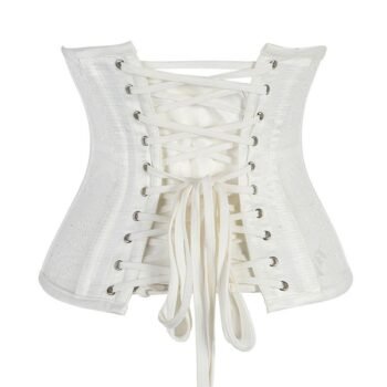 White steel boned Mesh underbust corset gothic https://waisttraine.com/