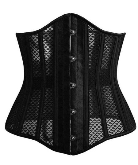 Black gothic underbust fishnet mesh corset waist trainer https://waisttraine.com/