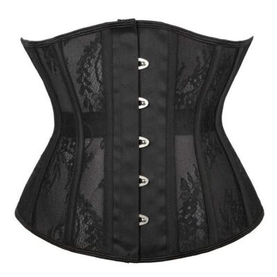 Black gothic floral underbust corset with mesh https://waisttraine.com/