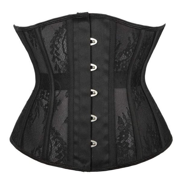 Black gothic floral underbust corset with mesh https://waisttraine.com/