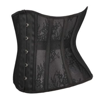 Black gothic floral underbust corset with mesh https://waisttraine.com/